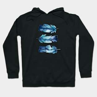 Blue feathers watercolor illustration Hoodie